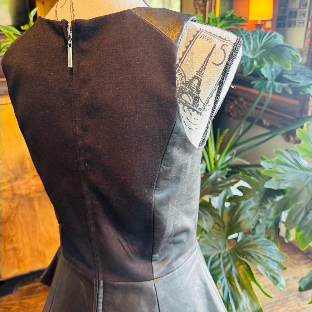 Tinly Road Black Faux Leather Peplum Top - Picture 3 of 7